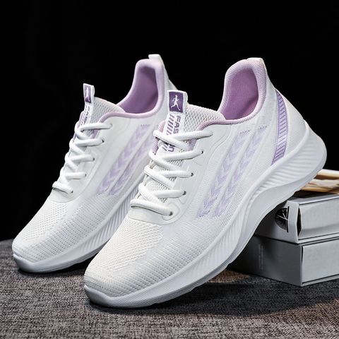 Women's Basic Color Block Round Toe Sports Shoes