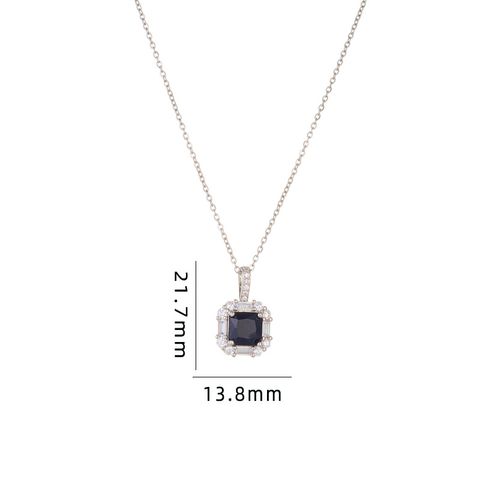 Simple Style Square Copper Zircon Pendant Necklace In Bulk