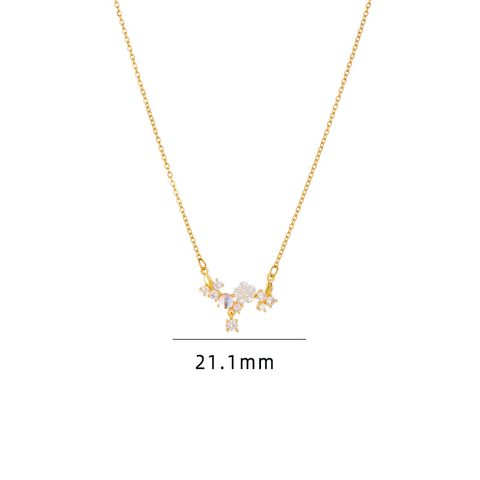 Simple Style Cartoon Character Heart Shape Bow Knot Copper Inlay Zircon Pendant Necklace