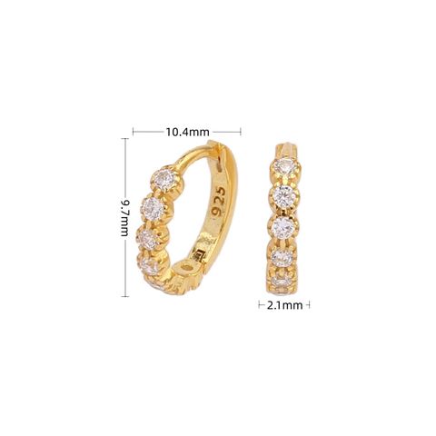 1 Pair Elegant Round Plating Inlay Sterling Silver Zircon White Gold Plated Gold Plated Earrings
