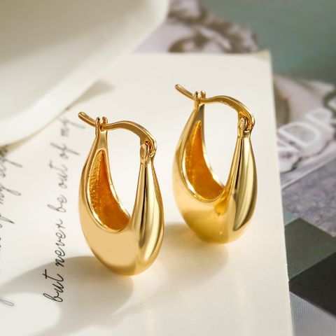 1 Pair Simple Style Commute Geometric Plating Copper 18k Gold Plated Earrings