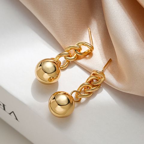 1 Pair Simple Style Square Plating Copper 18k Gold Plated Drop Earrings