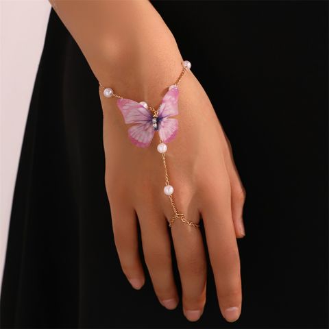 Style De Fée Dessin Original Papillon Alliage Perlé Femmes Bracelets