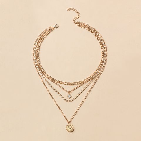 Elegant Round Alloy Plating 18k Gold Plated Women's Layered Necklaces