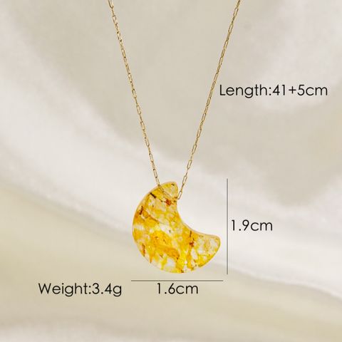 304 Stainless Steel Natural Stone 14K Gold Plated Modern Style Plating Moon Pendant Necklace