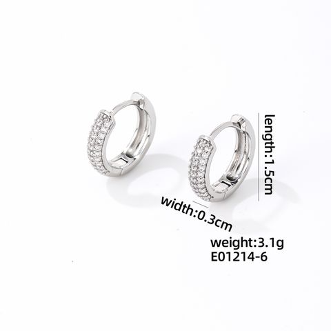 1 Pair Hip-Hop Cool Style Shiny Circle Plating Inlay Copper Zircon Gold Plated Silver Plated Earrings