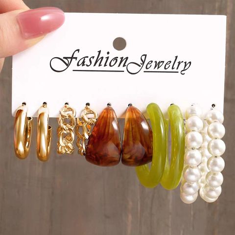 1 Set Modern Style Solid Color Arylic Imitation Pearl Alloy Earrings