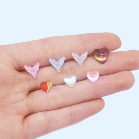 Hip-hop Simple Style Heart Shape Stainless Steel Resin Plating White Gold Plated Tongue Nail