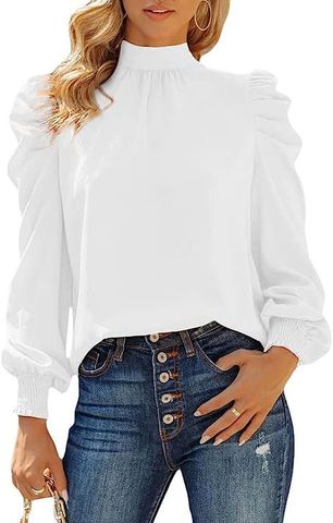 Women's Blouse Long Sleeve Blouses Casual Elegant Solid Color
