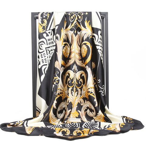 Women's Elegant Retro Printing Polyester Silk Scarf