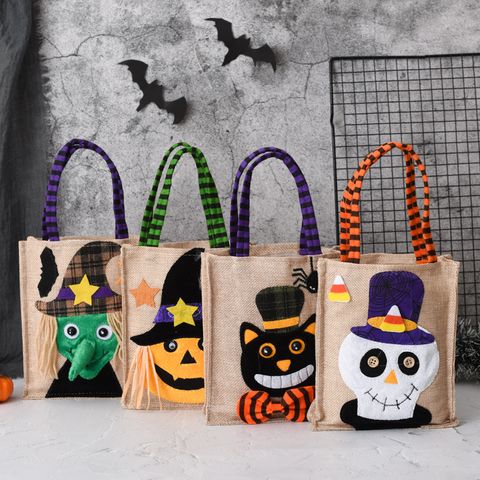 Halloween Cute Halloween Pattern Linen Party Gift Bags