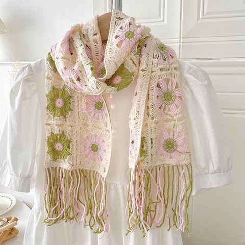 Women's Cute Sweet Flower Knit Scarf