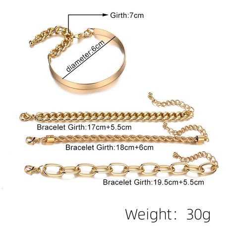 Streetwear Chains Print Iron Aluminum Plating Women's Bracelets Bangle