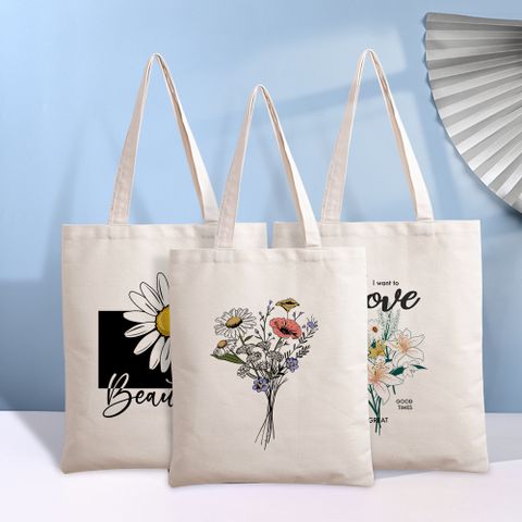 Frauen Streetwear Flower Canvas Einkaufstaschen