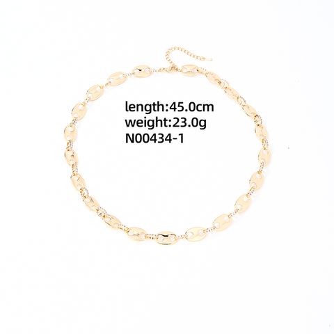 Vintage Style Solid Color Stainless Steel White Gold Plated Gold Plated Necklace In Bulk