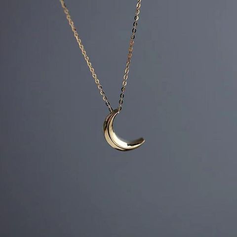 Casual Simple Style Moon Sterling Silver Plating Gold Plated Pendant Necklace