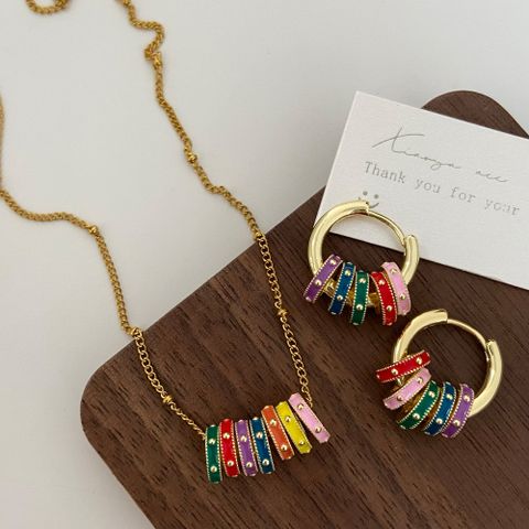 Einfacher Stil Runden Kupfer Überzug Vergoldet Ohrringe Halskette