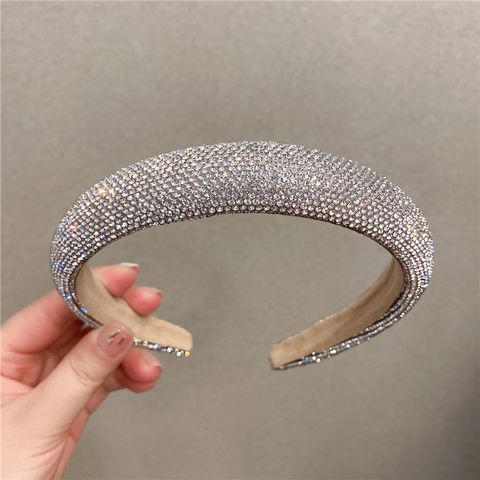 Simple Style Solid Color Rhinestone Diamond Hair Band
