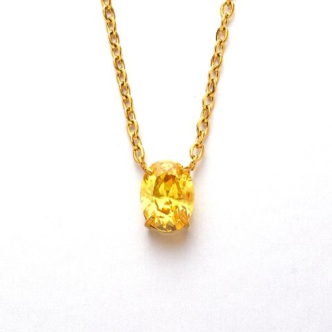 Casual Oval Stainless Steel Zircon Pendant Necklace In Bulk