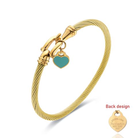 Simple Style Heart Shape Stainless Steel Plating Gold Plated Bangle