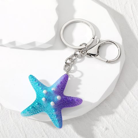 Simple Style Starfish Alloy Resin Inlay Keychain