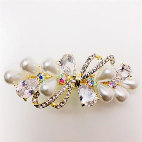 Lady Star Butterfly Alloy Inlaid Pearls Inlaid Zircon Hair Clip