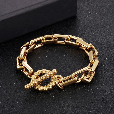 Stainless Steel 18K Gold Plated Casual Hip-Hop Plating Geometric Bracelets