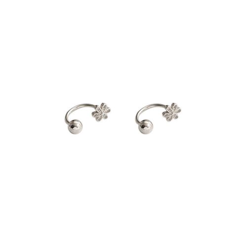 1 Pair Simple Style Flower Plating Sterling Silver Earrings
