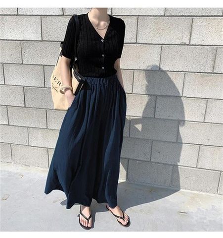 Simple Style Solid Color Pants Cotton And Linen Pleated Wide Leg Pants Bottoms