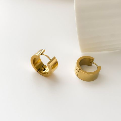 1 Pair Simple Style Solid Color Plating Titanium Steel Gold Plated Earrings