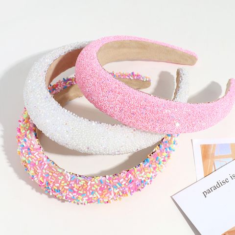 Simple Style Solid Color Plastic Resin Inlay Rhinestones Hair Band