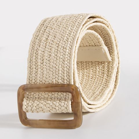Simple Style Circle Plastic Wood Woven Belt Women's Woven Belts 1 Piece