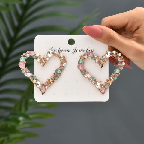 1 Pair Fashion Heart Shape Rhinestone Ear Studs