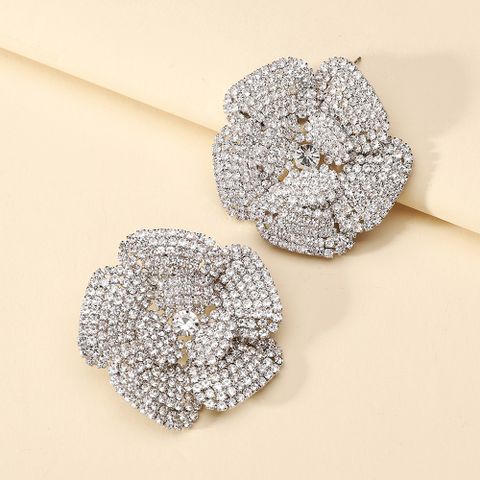 1 Pair Fashion Flower Rhinestone Diamond Women's Ear Studs