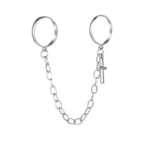 Simple Cross Exaggerated Alloy Chain Ring