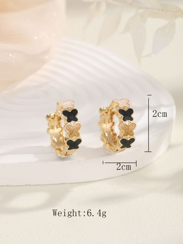 1 Pair Vintage Style Fashion Sweet Butterfly Enamel Plating Copper 18k Gold Plated Hoop Earrings
