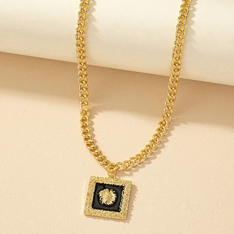 Retro Square Alloy Plating Gold Plated Women's Pendant Necklace