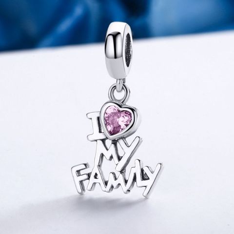 Casual Letter Sterling Silver Beaded Inlay Zircon Charms Jewelry Accessories