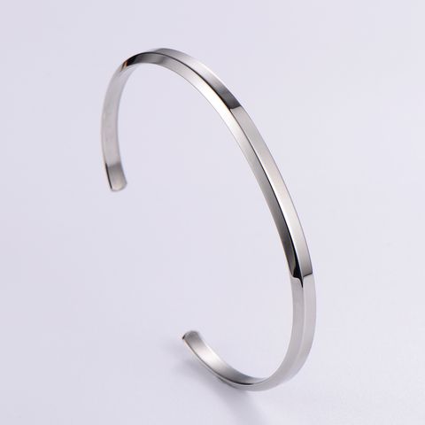 Simple Style Classic Style Solid Color 304 Stainless Steel No Inlaid Cuff Bracelets In Bulk