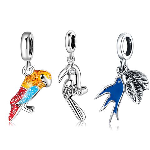 Cute Vacation Parrot Sterling Silver Wholesale Jewelry Accessories