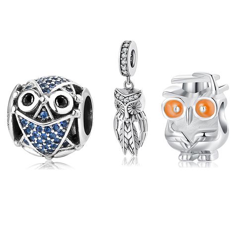 Streetwear Owl Zircon Sterling Silver Wholesale Jewelry Accessories