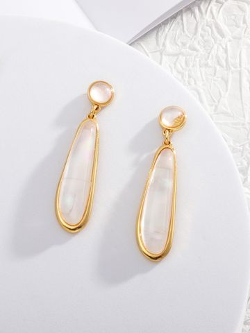 1 Pair Retro Water Droplets Plating Inlay Alloy Acrylic Shell 18k Gold Plated Drop Earrings