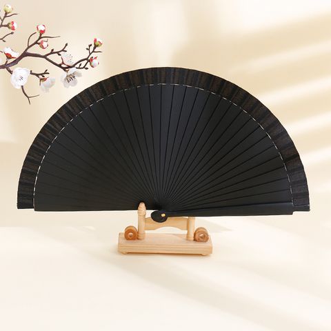 Spanish Plain Pure Wood Folding Fan Female Modern Simple Fan Props Classical Solid Color Folding Fan Folding Fan Wholesale