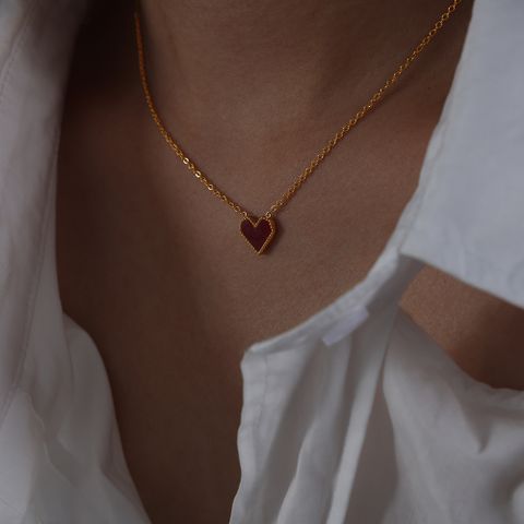 Wholesale Elegant French Style Heart Shape Titanium Steel Plating Inlay 18k Gold Plated Acrylic Shell Bracelets Earrings Necklace