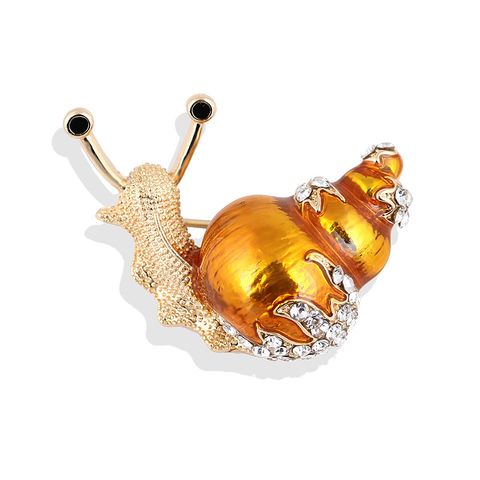 Simple Style Snails Alloy Enamel Plating Inlay Rhinestones Unisex Brooches