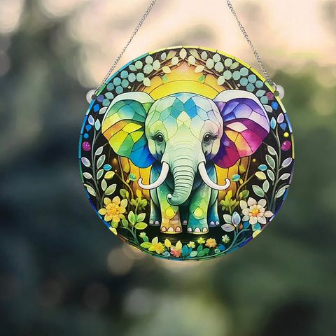 Cartoon Style Flower Elephant Arylic Pendant