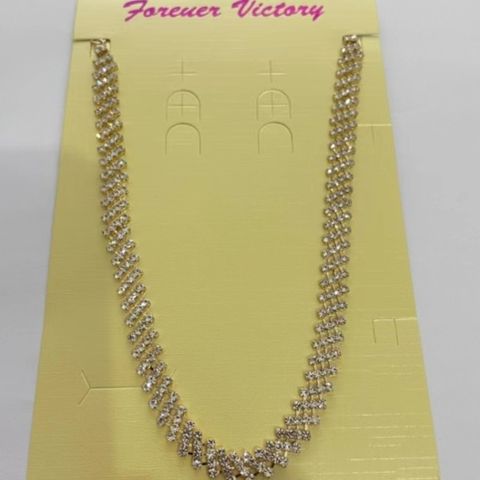 Elegant Bridal Shiny Geometric Alloy Inlay Zircon Silver Plated Women's Earrings Necklace