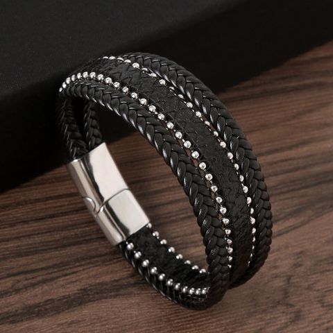Simple Style Cool Style Solid Color Stainless Steel Men's Bangle