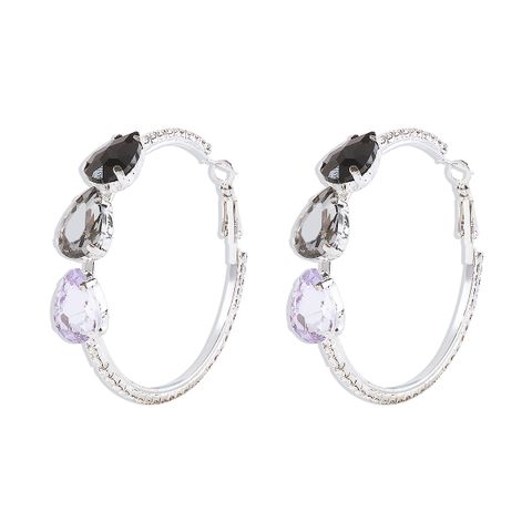 1 Pair Elegant Vintage Style Streetwear Geometric Water Droplets Inlay Alloy Rhinestones Hoop Earrings