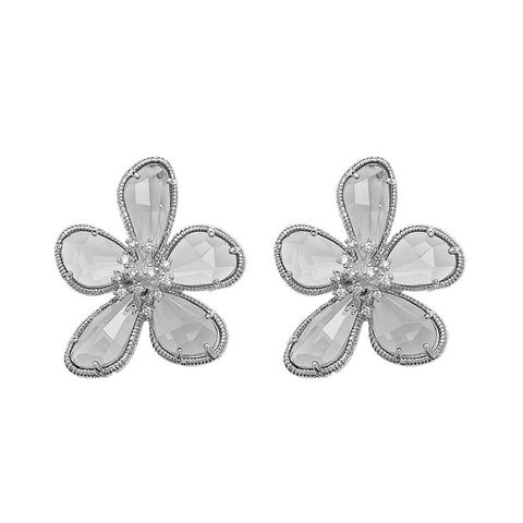 1 Pair Simple Style Flower Inlay Alloy Crystal Ear Studs